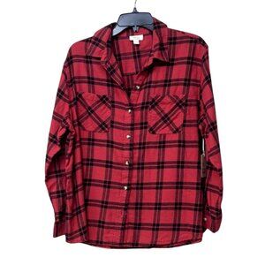 a.n.a. Women’s Petite Cotton Flannel Plaid Sheet, Honey Plaid Red, Sz. PL